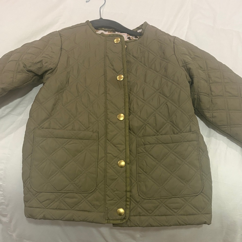 Crewcuts Kids Olive Puffer Jacket with Gold Buttons